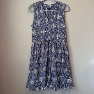 Gap Dress Small Navy Blue‎ Floral Print Sleeveless Button Front Cottagecore